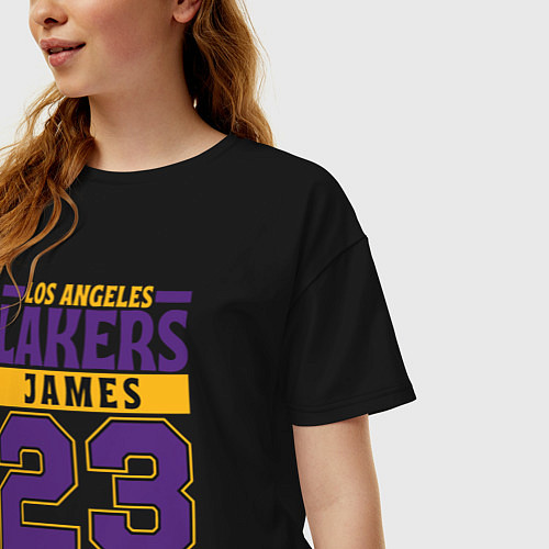 Женская футболка оверсайз Lakers - James 23 / Черный – фото 3