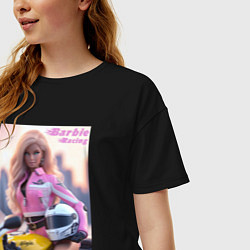 Футболка оверсайз женская Barbie racing - Kawasaki Ninja, цвет: черный — фото 2