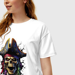 Футболка оверсайз женская Пиратский череп, цвет: белый — фото 2