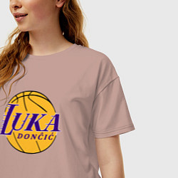Футболка оверсайз женская Luka Doncic Lakers, цвет: пыльно-розовый — фото 2