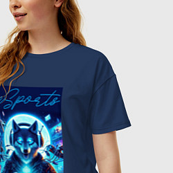 Футболка оверсайз женская Волчара - крутой геймер, цвет: тёмно-синий — фото 2