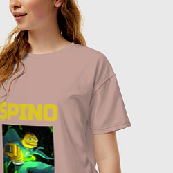 Футболка оверсайз женская Pino криптовалюта самурай, цвет: пыльно-розовый — фото 2
