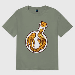 Футболка оверсайз женская Золотая рыбка в колбе, цвет: авокадо
