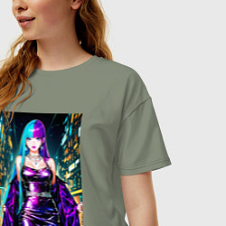 Футболка оверсайз женская Девушка поп идол, цвет: авокадо — фото 2