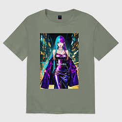 Футболка оверсайз женская Девушка поп идол, цвет: авокадо