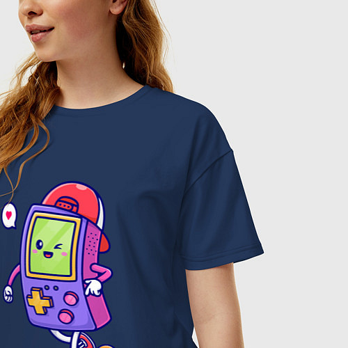 Женская футболка оверсайз Tetris skater / Тёмно-синий – фото 3