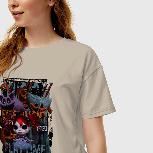 Женская футболка оверсайз Монстры Poppy Playtime / Миндальный – фото 3