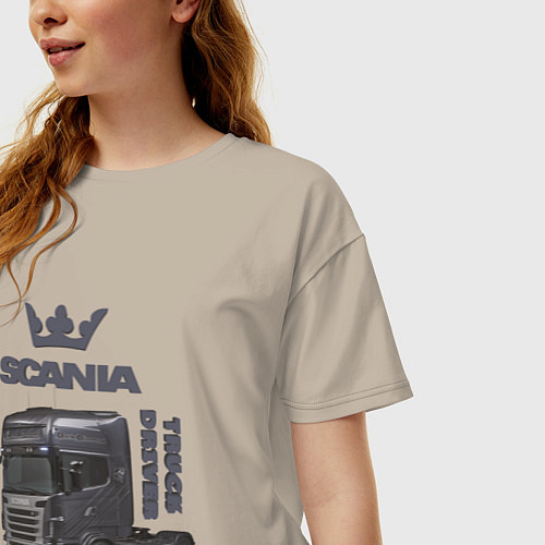 Женская футболка оверсайз Скания truck driver / Миндальный – фото 3