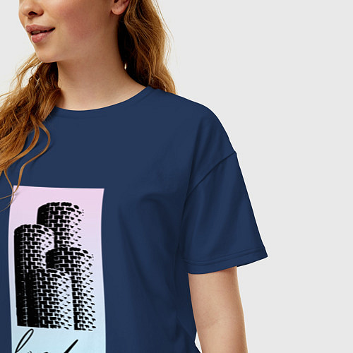 Женская футболка оверсайз Строения Лондона / Тёмно-синий – фото 3