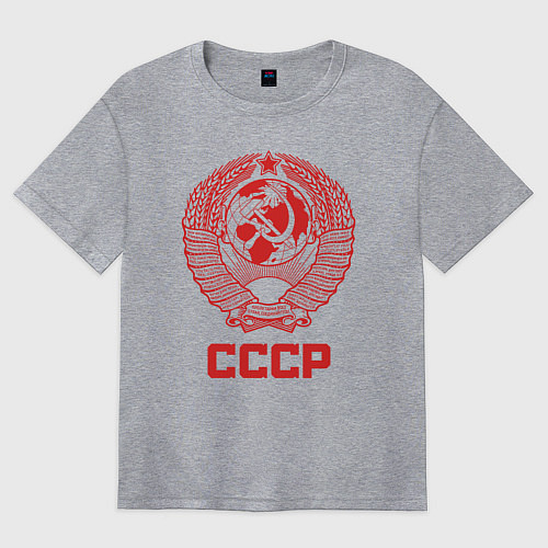 Женская футболка оверсайз Герб СССР - Союз Советских Социалистических Респуб / Меланж – фото 1