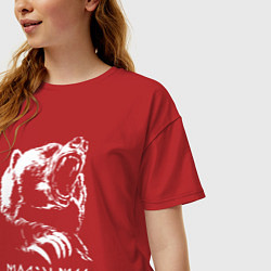 Футболка оверсайз женская Моя земля мои правила: медведь, цвет: красный — фото 2