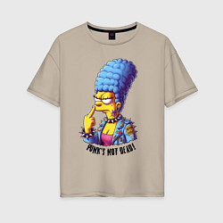 Футболка оверсайз женская Marge Simpson - punks not dead motto, цвет: миндальный