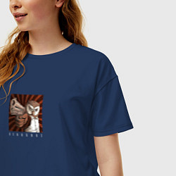 Футболка оверсайз женская Сова с пистолетом, цвет: тёмно-синий — фото 2