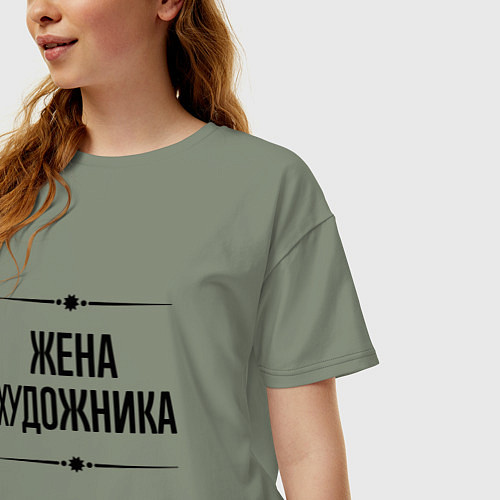 Женская футболка оверсайз Жена художника на светлом / Авокадо – фото 3