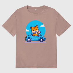 Футболка оверсайз женская Котик водитель, цвет: пыльно-розовый