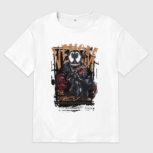 Женская футболка оверсайз Веном черный симбиот / Белый – фото 1