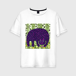 Футболка оверсайз женская Медведь в березовом лесу, цвет: белый