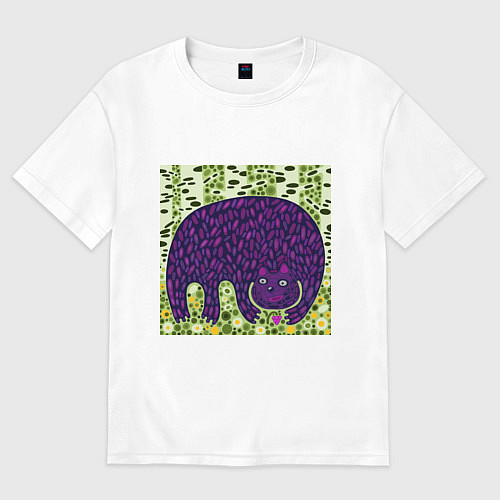 Женская футболка оверсайз Медведь в березовом лесу / Белый – фото 1