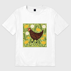 Футболка оверсайз женская Курочка ряба, цвет: белый