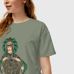 Футболка оверсайз женская Славянская богиня Берегиня, цвет: авокадо — фото 2