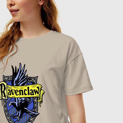 Женская футболка оверсайз Ravenclaw emblem / Миндальный – фото 3