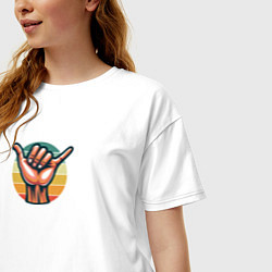 Футболка оверсайз женская Приветственный жест Шака или Джамбо, цвет: белый — фото 2
