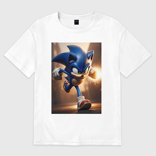 Женская футболка оверсайз Бегущий Соник / Белый – фото 1