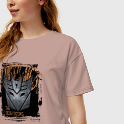 Футболка оверсайз женская Трансформеры знак десептиконов, цвет: пыльно-розовый — фото 2