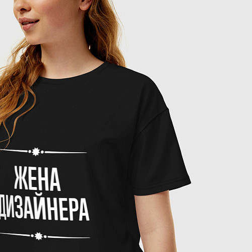 Женская футболка оверсайз Жена дизайнера на темном / Черный – фото 3