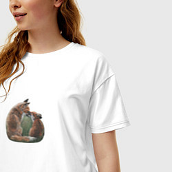 Футболка оверсайз женская Лиса и лисёнок, цвет: белый — фото 2