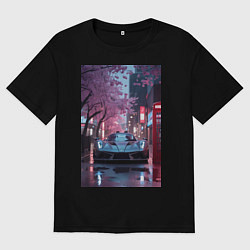 Женская футболка оверсайз Суперкар и сакура