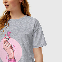 Футболка оверсайз женская Сердечко, цвет: меланж — фото 2