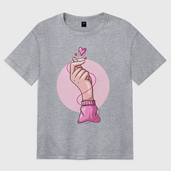 Футболка оверсайз женская Сердечко, цвет: меланж