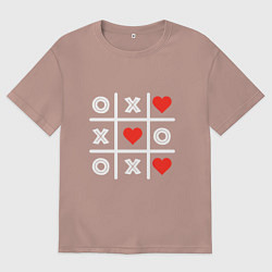 Футболка оверсайз женская Крестики нолики, цвет: пыльно-розовый