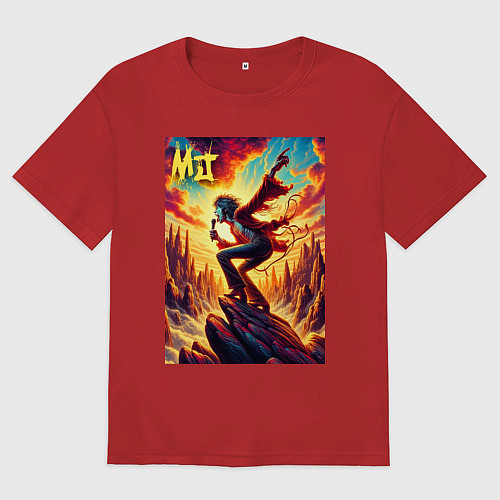 Женская футболка оверсайз Mick Jagger -mountain fantasy / Красный – фото 1