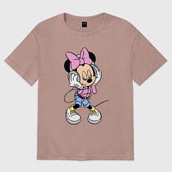 Футболка оверсайз женская Minnie Mouse in music, цвет: пыльно-розовый