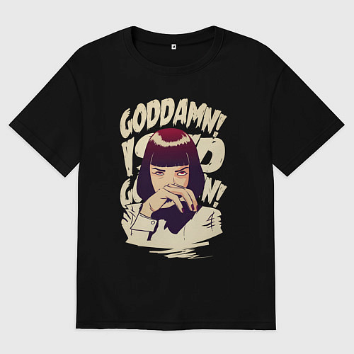 Женская футболка оверсайз Криминальное чтиво - Мия Уоллес / Черный – фото 1