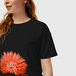Футболка оверсайз женская Сartoon monster fluffy orange, цвет: черный — фото 2