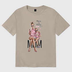 Футболка оверсайз женская Mama of drama, цвет: миндальный