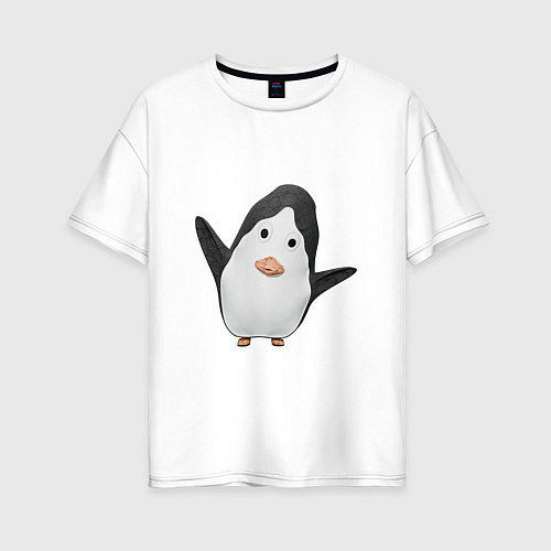 Женская футболка оверсайз Cartoon penguin / Белый – фото 1