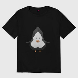Футболка оверсайз женская Cartoon penguin character, цвет: черный