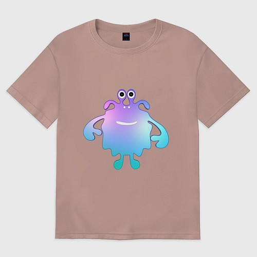 Женская футболка оверсайз Monster cartoon blue purple / Пыльно-розовый – фото 1