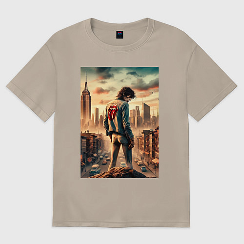 Женская футболка оверсайз Mick Jagger is the world legend / Миндальный – фото 1