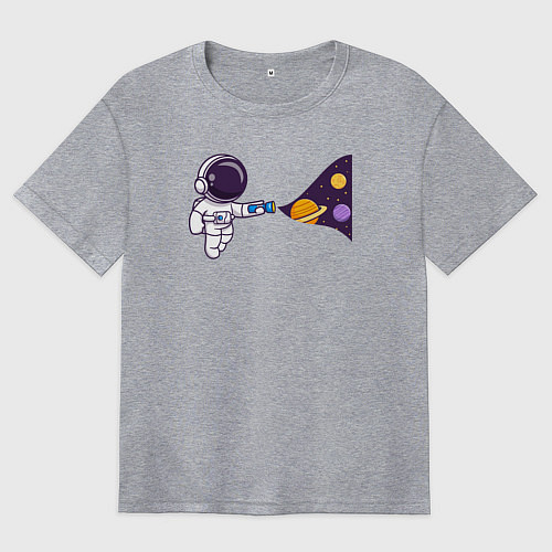 Женская футболка оверсайз Космический свет фонарика / Меланж – фото 1