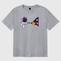 Футболка оверсайз женская Космический свет фонарика, цвет: меланж