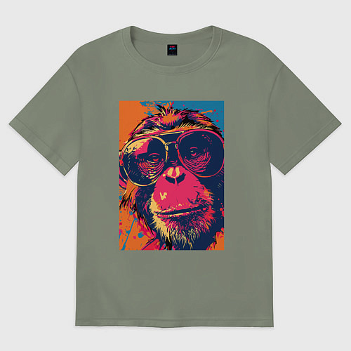 Женская футболка оверсайз Обезьяна в очках big pop art / Авокадо – фото 1