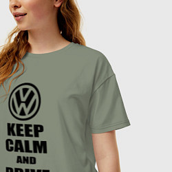 Футболка оверсайз женская Keep Calm & Drive VW, цвет: авокадо — фото 2