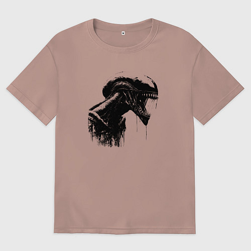 Женская футболка оверсайз Мощный ксеноморф / Пыльно-розовый – фото 1