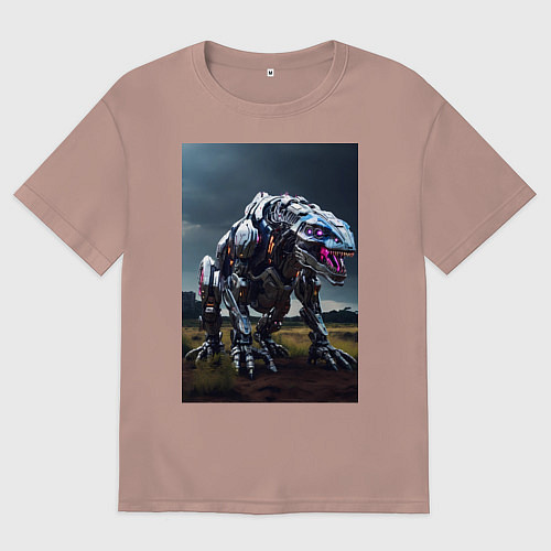 Женская футболка оверсайз Робот в стиле Horizon / Пыльно-розовый – фото 1