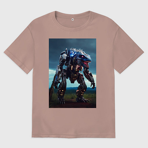 Женская футболка оверсайз Робот в стиле Horizon / Пыльно-розовый – фото 1